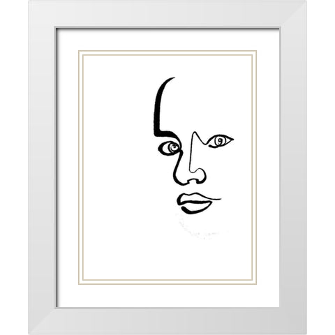 Scribble Face Mate White Modern Wood Framed Art Print with Double Matting by OnRei