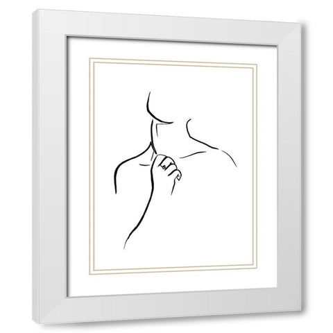 Scribble Neck White Modern Wood Framed Art Print with Double Matting by OnRei