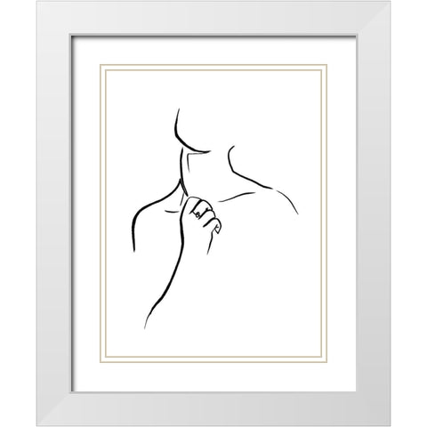 Scribble Neck White Modern Wood Framed Art Print with Double Matting by OnRei