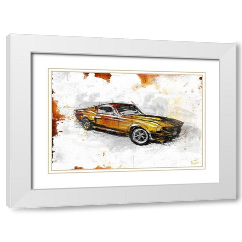 Car Rust White Modern Wood Framed Art Print with Double Matting by OnRei