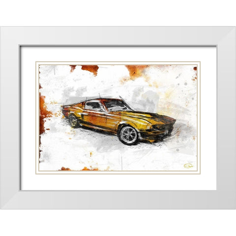 Car Rust White Modern Wood Framed Art Print with Double Matting by OnRei