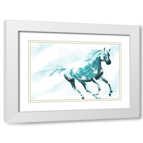 Running Horse Paint White Modern Wood Framed Art Print with Double Matting by OnRei