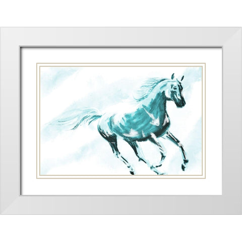 Running Horse Paint White Modern Wood Framed Art Print with Double Matting by OnRei