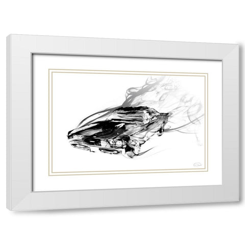 Car Smokin White Modern Wood Framed Art Print with Double Matting by OnRei