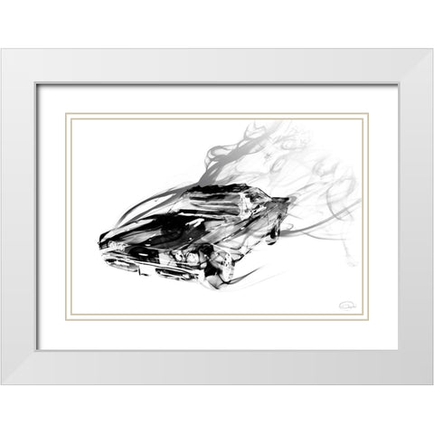 Car Smokin White Modern Wood Framed Art Print with Double Matting by OnRei