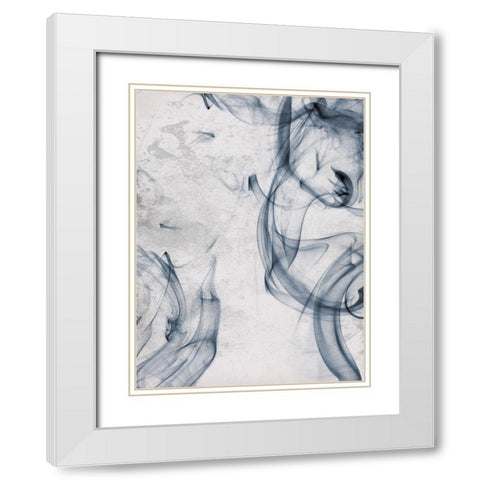 Blue Smoke White Modern Wood Framed Art Print with Double Matting by OnRei