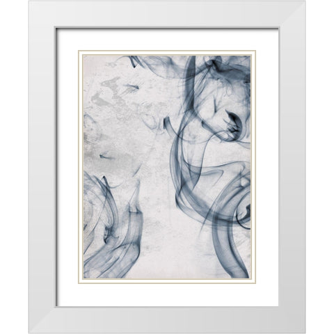 Blue Smoke White Modern Wood Framed Art Print with Double Matting by OnRei