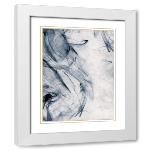 Smoke Blue White Modern Wood Framed Art Print with Double Matting by OnRei