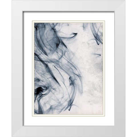 Smoke Blue White Modern Wood Framed Art Print with Double Matting by OnRei