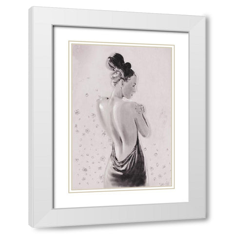 Shes A Flower White Modern Wood Framed Art Print with Double Matting by OnRei