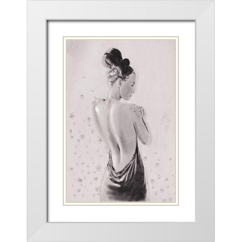 Shes A Flower White Modern Wood Framed Art Print with Double Matting by OnRei