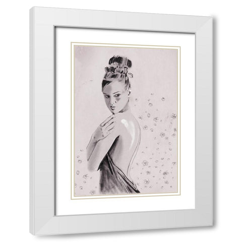 Shes A Flower Too White Modern Wood Framed Art Print with Double Matting by OnRei