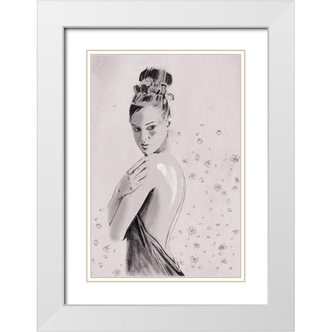 Shes A Flower Too White Modern Wood Framed Art Print with Double Matting by OnRei