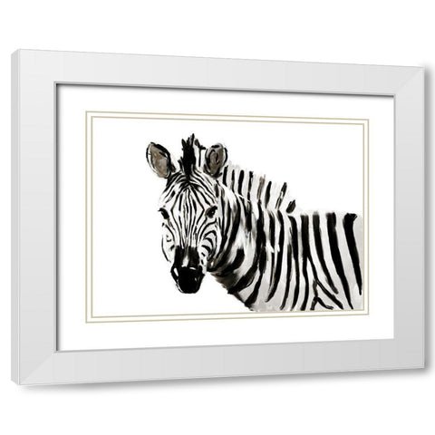 Original Zebra White Modern Wood Framed Art Print with Double Matting by OnRei