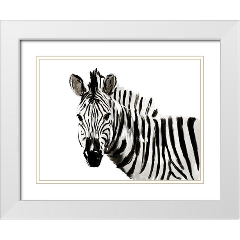 Original Zebra White Modern Wood Framed Art Print with Double Matting by OnRei