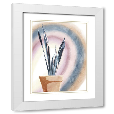 Mood Potted Plants White Modern Wood Framed Art Print with Double Matting by OnRei