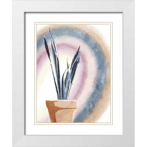 Mood Potted Plants White Modern Wood Framed Art Print with Double Matting by OnRei