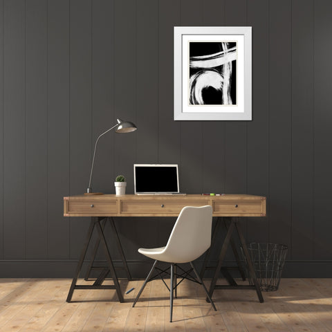 Reversed Strokes 1 White Modern Wood Framed Art Print with Double Matting by OnRei