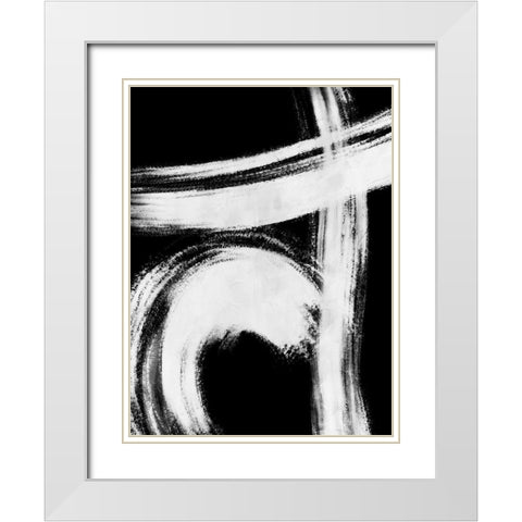 Reversed Strokes 1 White Modern Wood Framed Art Print with Double Matting by OnRei