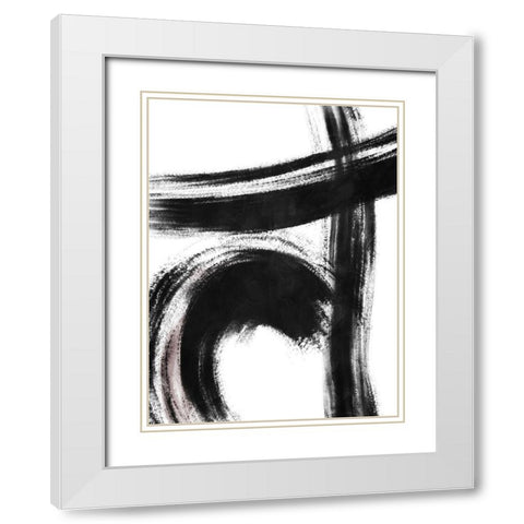 Strokes 1 White Modern Wood Framed Art Print with Double Matting by OnRei