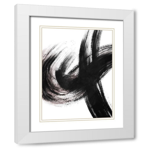 Strokes 2 White Modern Wood Framed Art Print with Double Matting by OnRei