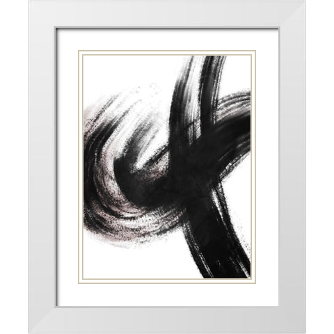 Strokes 2 White Modern Wood Framed Art Print with Double Matting by OnRei