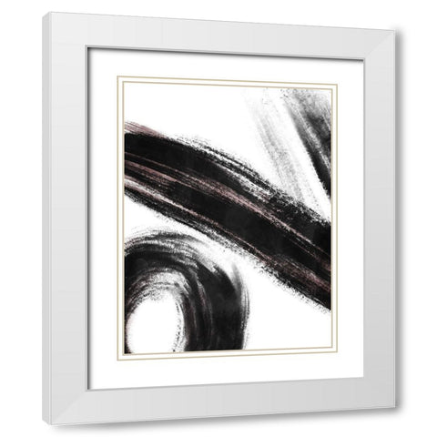 Strokes 3 White Modern Wood Framed Art Print with Double Matting by OnRei