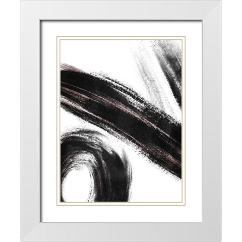 Strokes 3 White Modern Wood Framed Art Print with Double Matting by OnRei