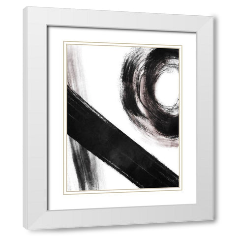 Strokes 4 White Modern Wood Framed Art Print with Double Matting by OnRei