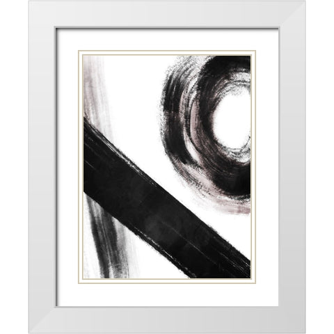 Strokes 4 White Modern Wood Framed Art Print with Double Matting by OnRei