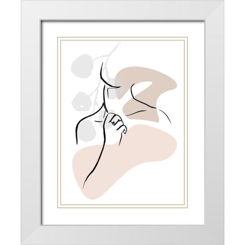 Scribble Neck With Colors White Modern Wood Framed Art Print with Double Matting by OnRei