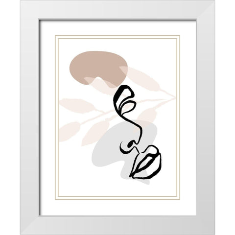 Scribble Side Face With Colors White Modern Wood Framed Art Print with Double Matting by OnRei