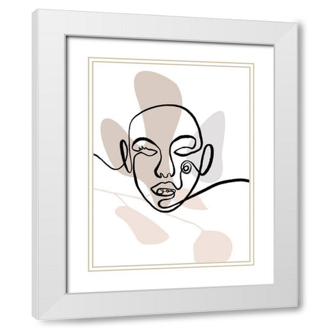 Scribble Face With Color White Modern Wood Framed Art Print with Double Matting by OnRei