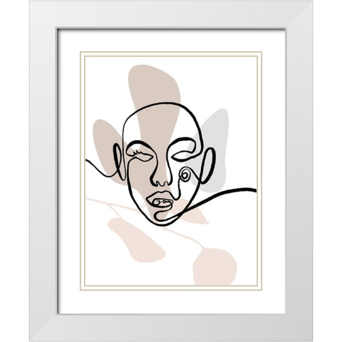 Scribble Face With Color White Modern Wood Framed Art Print with Double Matting by OnRei