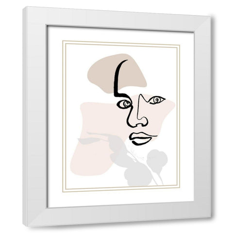 Scribble Face With Color Mate White Modern Wood Framed Art Print with Double Matting by OnRei