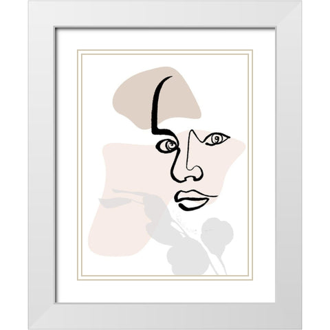 Scribble Face With Color Mate White Modern Wood Framed Art Print with Double Matting by OnRei