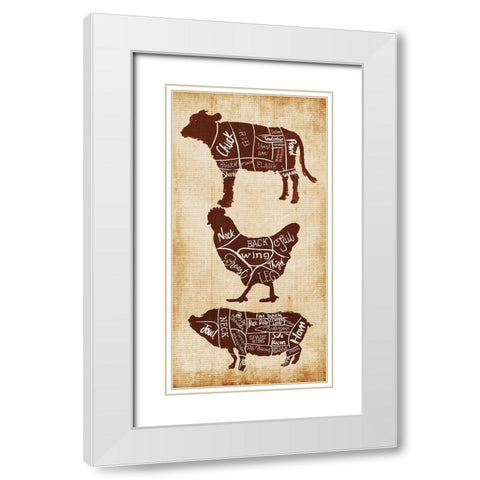 Farm Cuts White Modern Wood Framed Art Print with Double Matting by OnRei