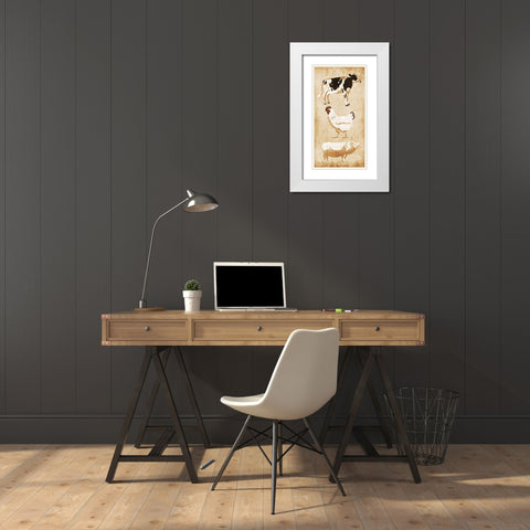 Farm Animals White Modern Wood Framed Art Print with Double Matting by OnRei