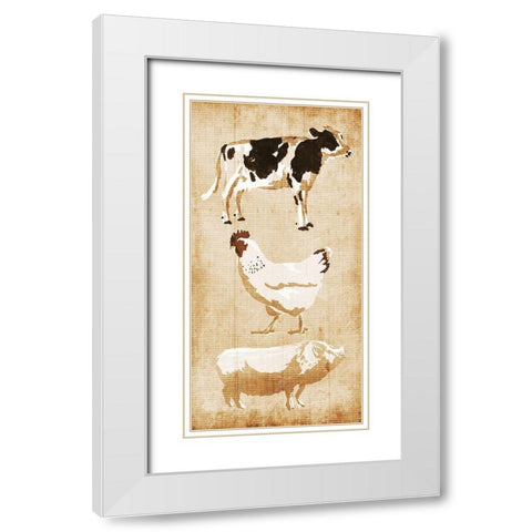 Farm Animals White Modern Wood Framed Art Print with Double Matting by OnRei