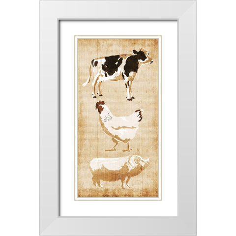 Farm Animals White Modern Wood Framed Art Print with Double Matting by OnRei