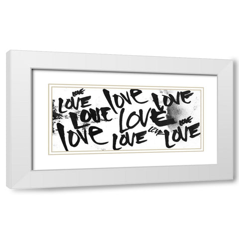 Multi Love White Modern Wood Framed Art Print with Double Matting by OnRei