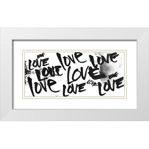 Multi Love White Modern Wood Framed Art Print with Double Matting by OnRei