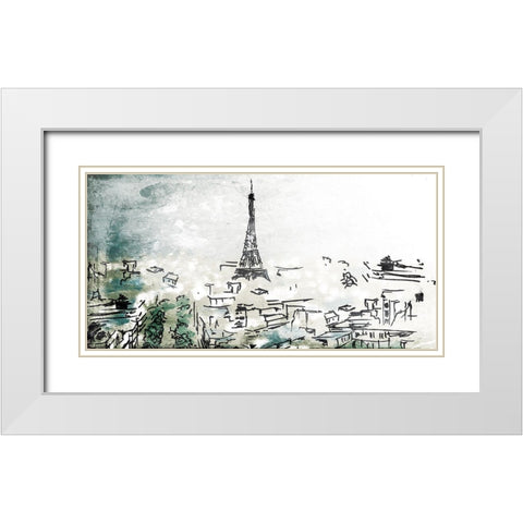 City Of Eiffel White Modern Wood Framed Art Print with Double Matting by OnRei