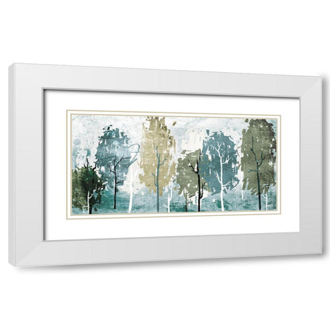 Abstract Forest White Modern Wood Framed Art Print with Double Matting by OnRei