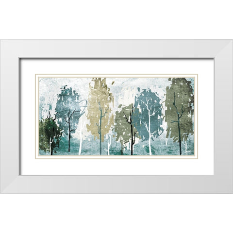 Abstract Forest White Modern Wood Framed Art Print with Double Matting by OnRei