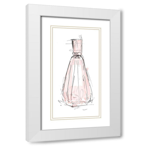 Perfume Bottle White Modern Wood Framed Art Print with Double Matting by OnRei