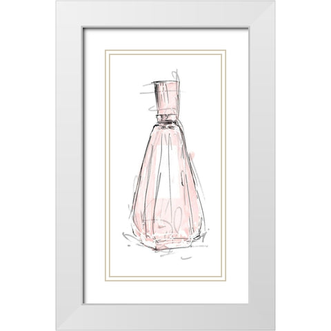 Perfume Bottle White Modern Wood Framed Art Print with Double Matting by OnRei