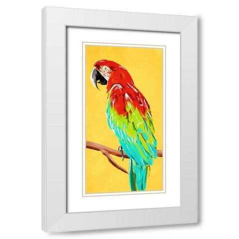 Fun Parrot 2 White Modern Wood Framed Art Print with Double Matting by OnRei