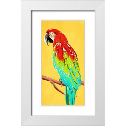 Fun Parrot 2 White Modern Wood Framed Art Print with Double Matting by OnRei