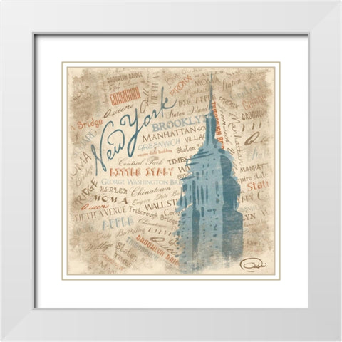 New York SQ White Modern Wood Framed Art Print with Double Matting by OnRei